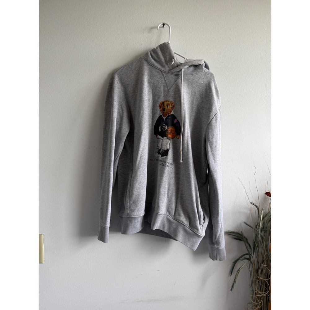 Polo Ralph Lauren Mens Polo Bear Basketball Hoodie Grey Size M
